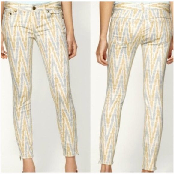 FREE PEOPLE Low Rise Skinny Zig-Zag Zip/Split Ankle Crop Jeans - Picture 1 of 8